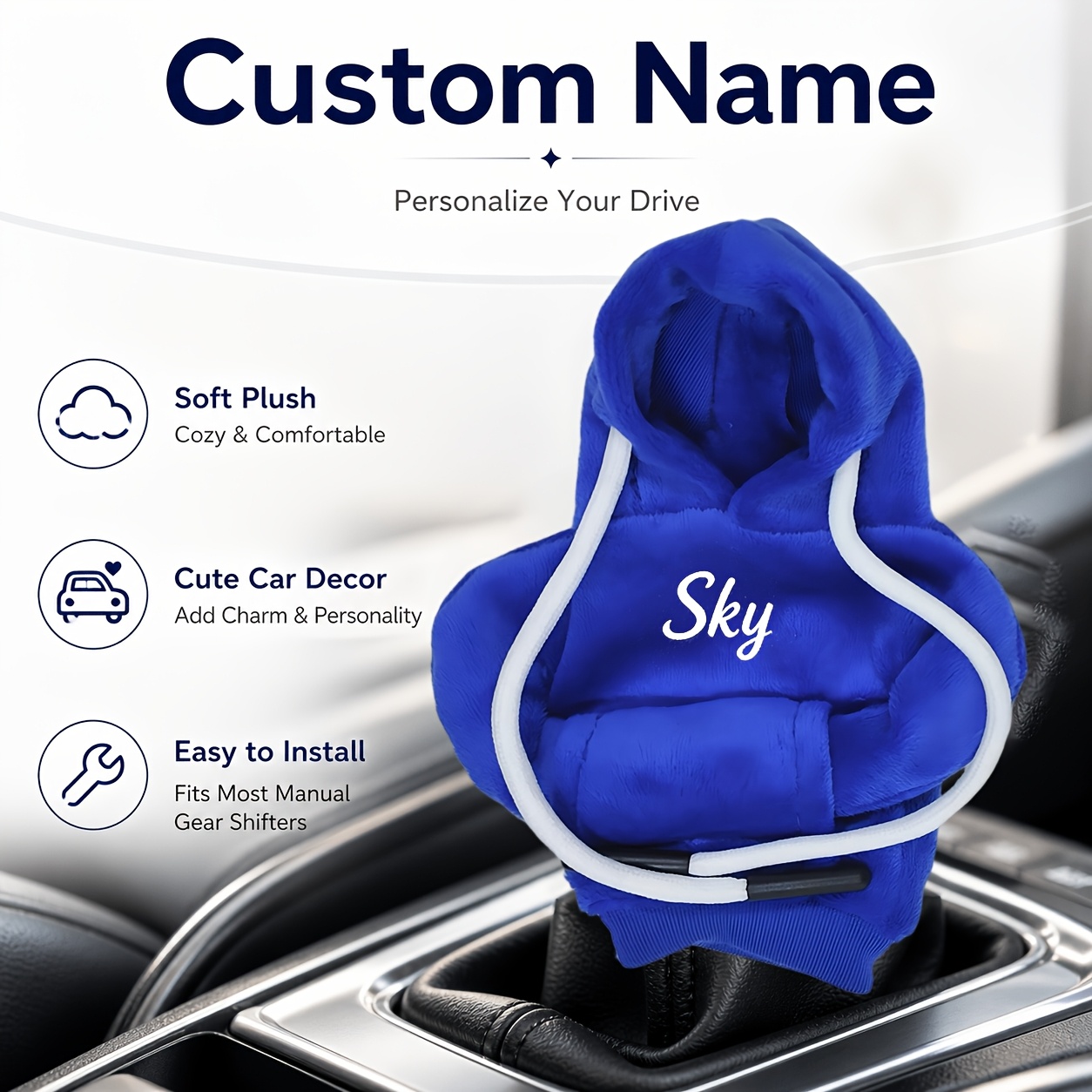TEMU personalizable para palanca de cambios de coche con o texto, diseño , diseño aleatorio, protector personalizado con para palanca de cambios de