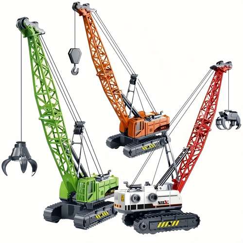 1:50 Scale Diecast Crawler Crane Construction Toy – Yellow, Cast Iron, For Boys Girls 3+