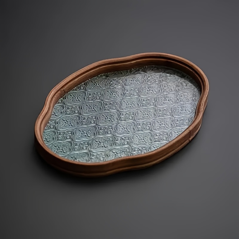 Image of Glass Cosmetic Storage Tray, Dry Brewing Tray, Fu Tea Set, Household Small Tea Table, Living Room And Office Tea Tray Storage Tray