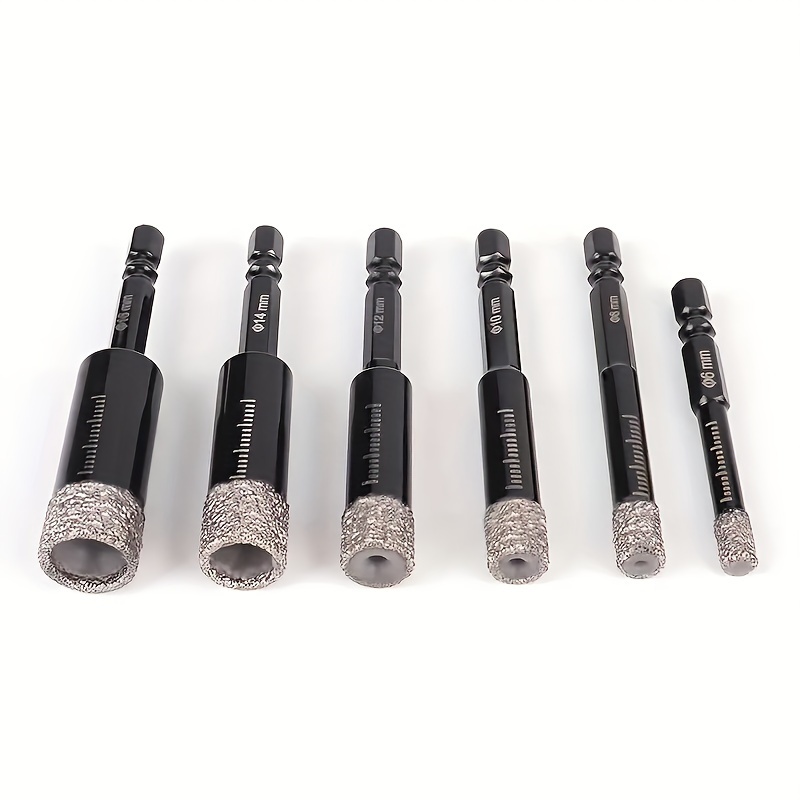 

6pcs 6-16mm Diamond-brazed Drill Bits: Cut Perfect Holes In Granitemarble, Ceramic & Glass