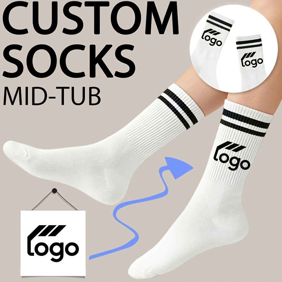 TEMU 1 Pair Transfer Mid-calf Socks, Personalized Socks With Photo, Fun Custom Picture Pair And Mid-long Socks, Suitable For Father's Day,