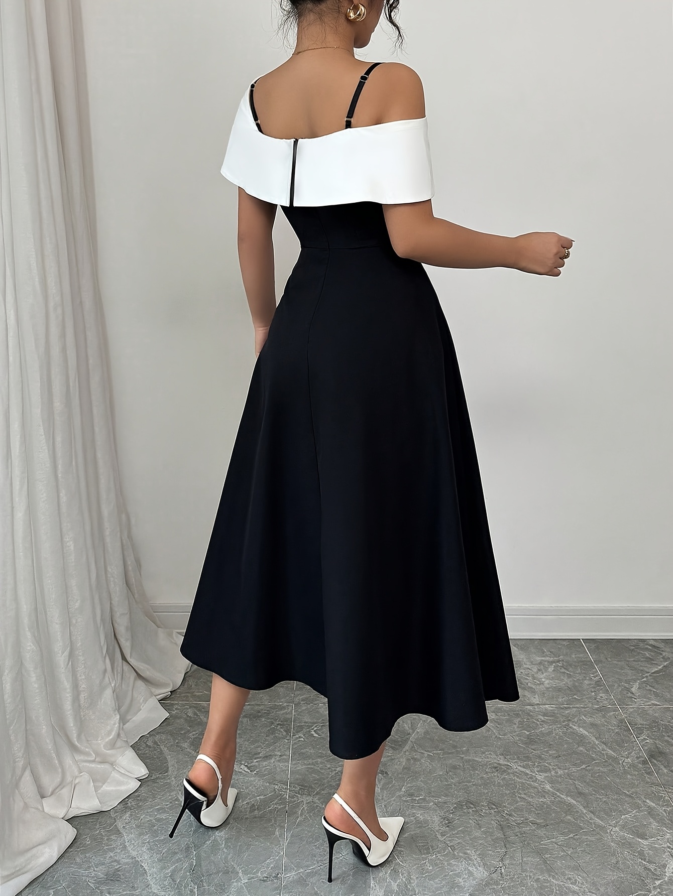 white christmas dresses Elegant Off-Shoulder Black Mini Dress with Sweetheart Neckline for Fall  Casual and Formal Events