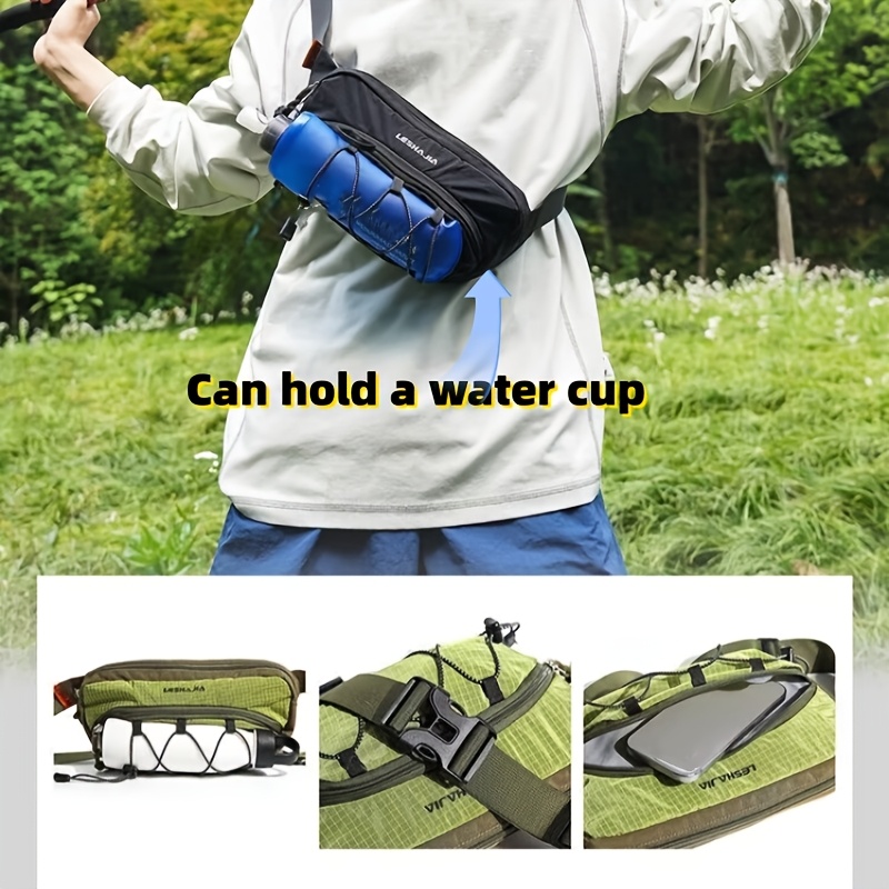 Outdoor Techwear Color-Block Mesh Waist Bag, Multi-Layer Storage