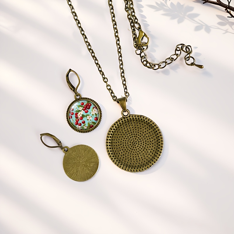 3pc Bohemian Cherry & Antique Bronze Jewelry Set, Gift