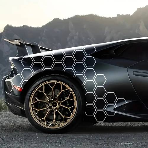 33pcs hexagon combination single sticker side hood rear end sports visual coupe car vinyl decal
