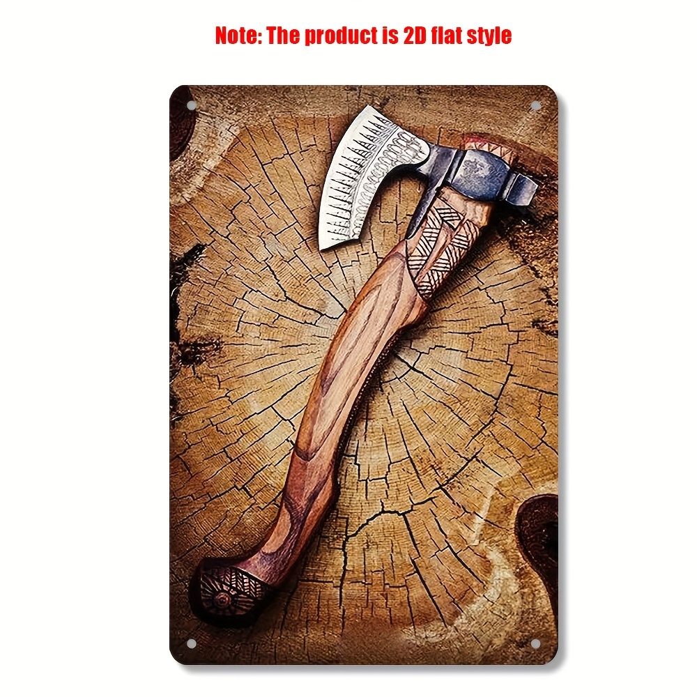 

2d 1pc Metal Tin Sign, 2d, 7.87 Inches X Inches, Iron, Axe, Axe, And Hatchet Design, With Easy To Hang, For Home, Bar, Café, Garage, Indoor And Outdoor Space Decoration