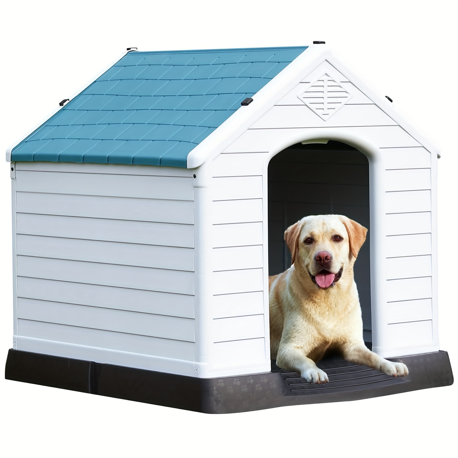 

Extra Large Waterproof Dog House, Plastic Pet Shelter With Air Vents & Elevated Floor, Outdoor Kennel For Small To Large Dogs - 32"h, Ventilated Pet House | Roof Kennel | Plastic Construction