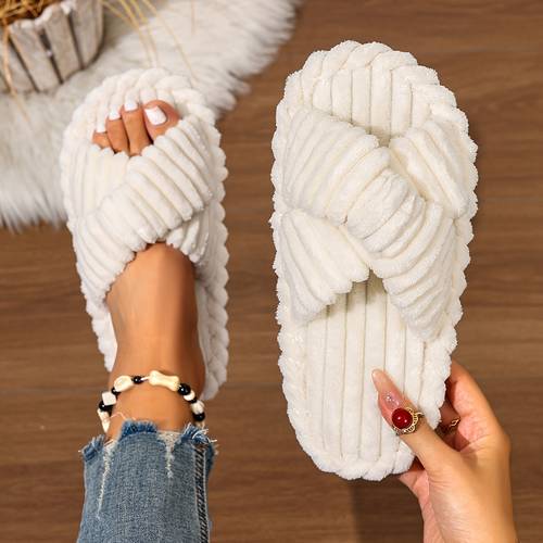 womens thickened winter warm solid color slippers in multiple colors thick plush lining non slip eva sole suitable for indoor and outdoor use comfortable fleece winter slippers for women soft and warm