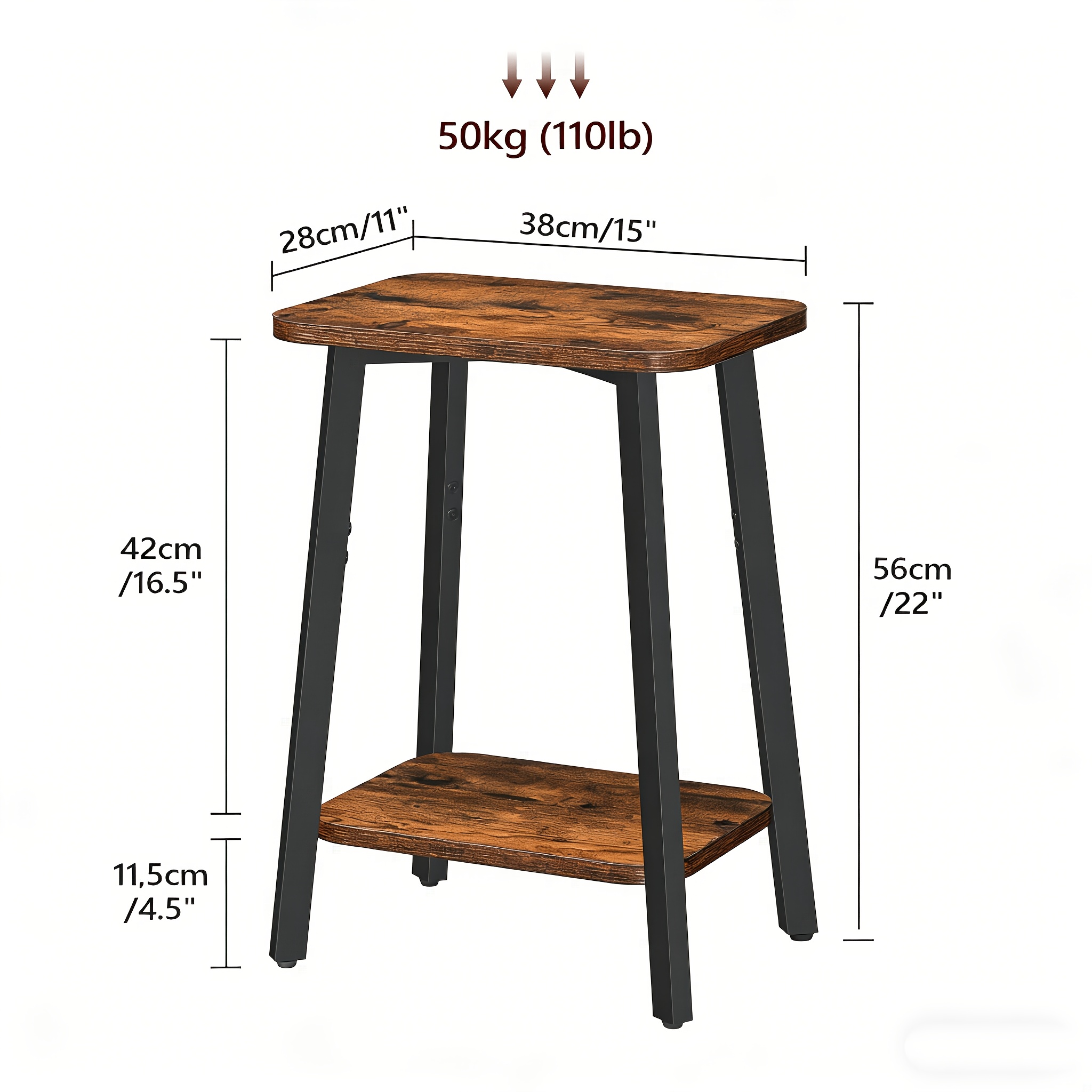 Image of Two-tier Side Table - Space-saving, Portable End Table For Living Room, Sofa, And Bedroom