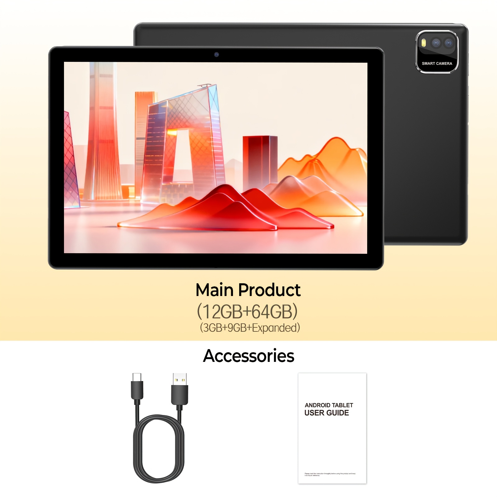 15 Tablet, 10-inch Large Screen, 12 (3+9) Gb , 64gb Rom + 1tb Expansion, 1280x800 Hd Ips Display, Wi-fi 6 Wireless Network, 2mp + 8mp Dual Cameras, 6000mah Large Battery, Tablet, Pad