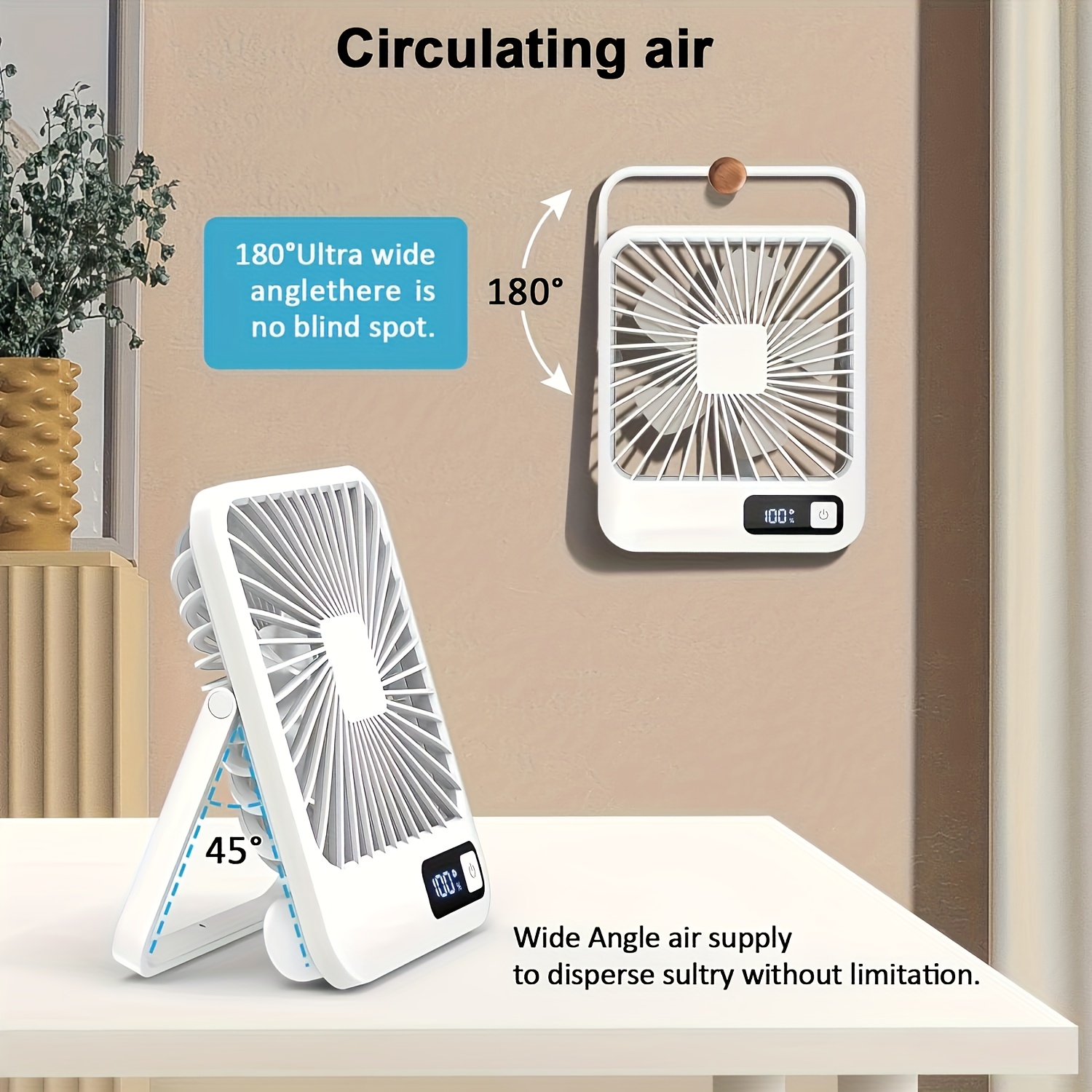   mini desktop fan sleek square design with   5 speed adjustable   usb rechargeable 1800mah portable cooling fan for home     cooling device lightweight plastic compact cooling device portable fans   durable     office workers