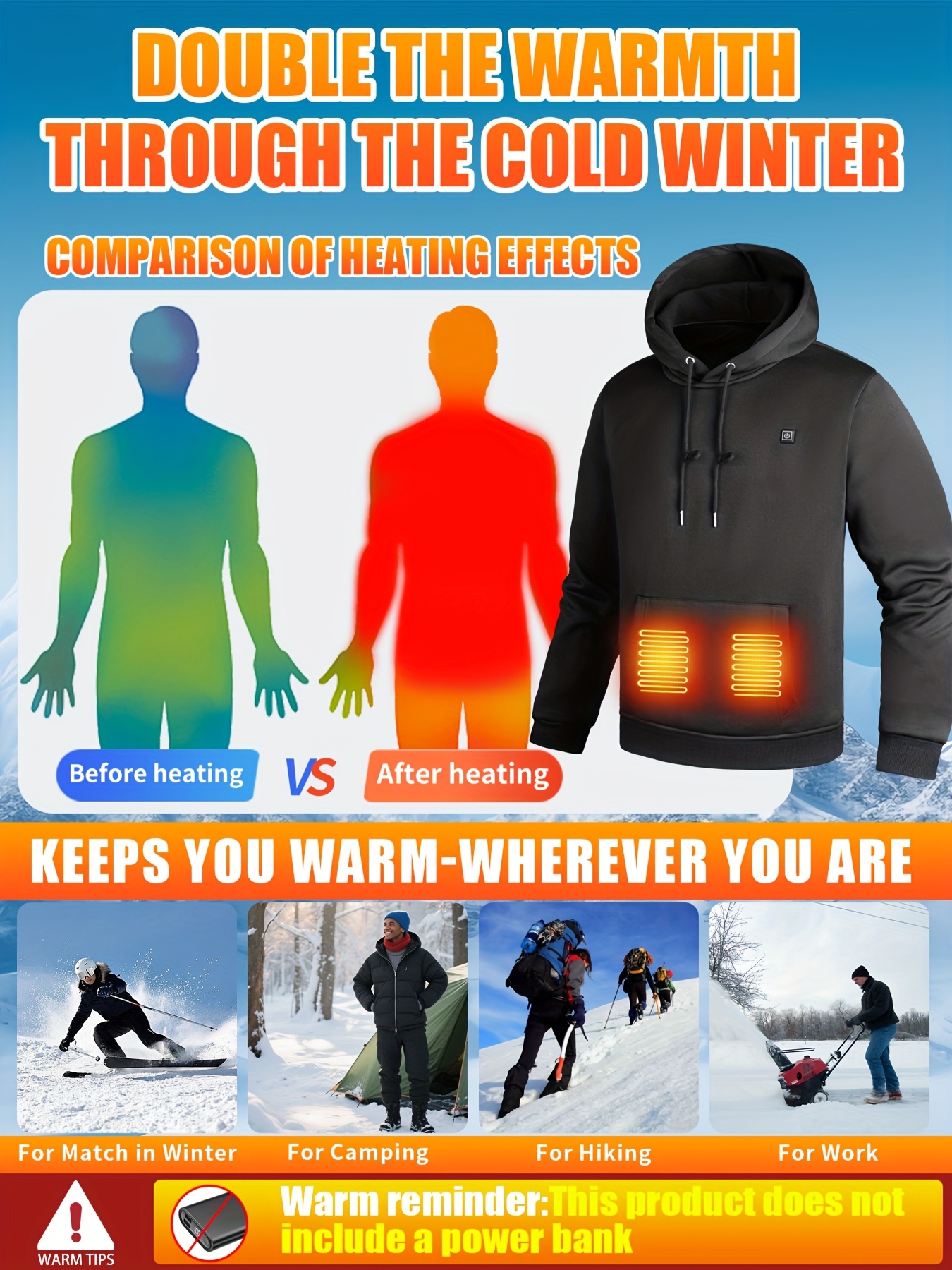 Men'S 5-Zone Heated Hooded Sweatshirt & Suit, Heated Coat, Heated Hoodie, Heated Vest Men, Mens Hoodies, Winter Coats For Men, Winter Gear, Heated Clothes, Heated Sweatshirt, Heating Coat, Winter Camping, Heating Vest, Heated Suit, Heating Clothes