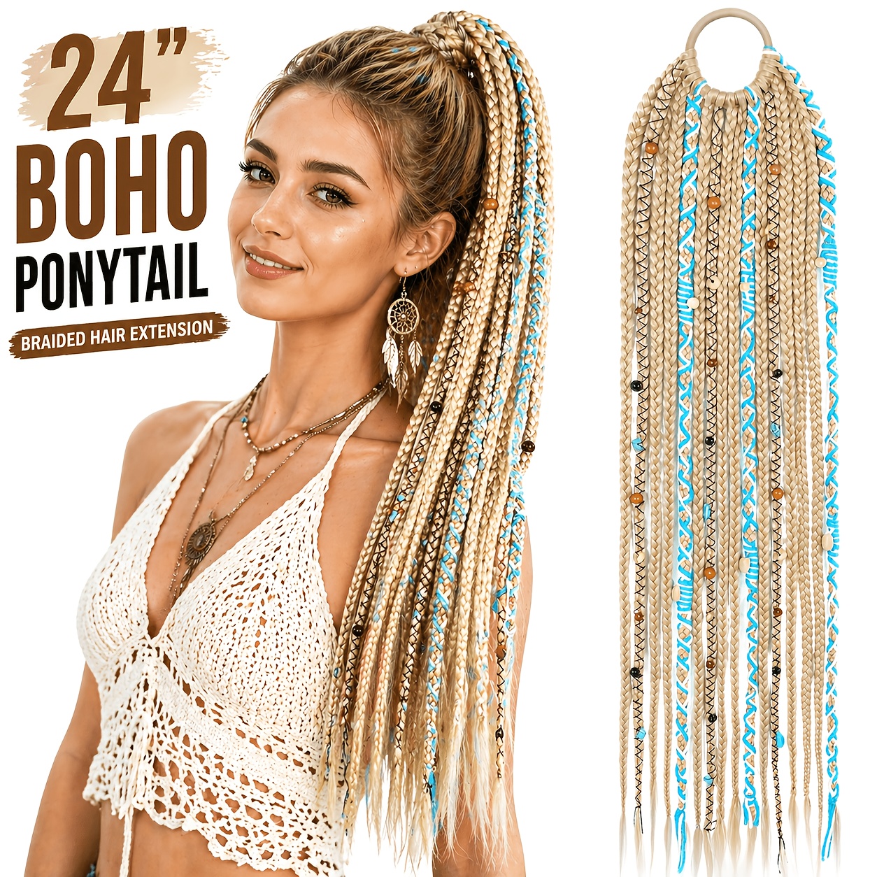 boho hair extensions sold on Temu United States display picture 1