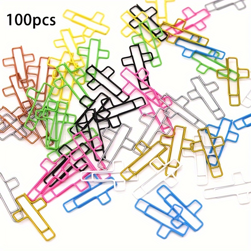 100pcs -shaped Paper Clips, Office Stationery Supplies, Colorful Binder Clips For Organizing Documents, Plastic-coated Iron Bookmarks, Loose-leaf Binding Clips.