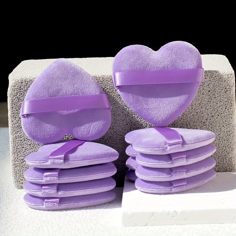 

10- Purple -shaped Makeup Sponges, Flocking , -use For Application, Reusable Cosmetic Blending For & , ,