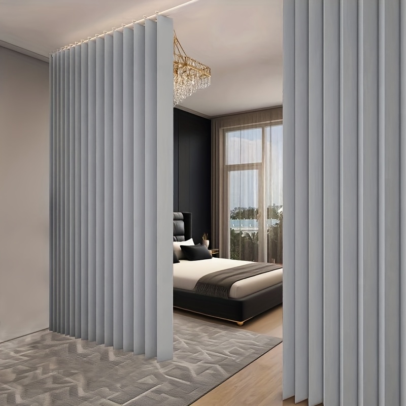 1pc modern insulated folding partition curtain polyester room partition with tie   without punching   with hooks   design modern minimalist style   multiple sizes durable fabric