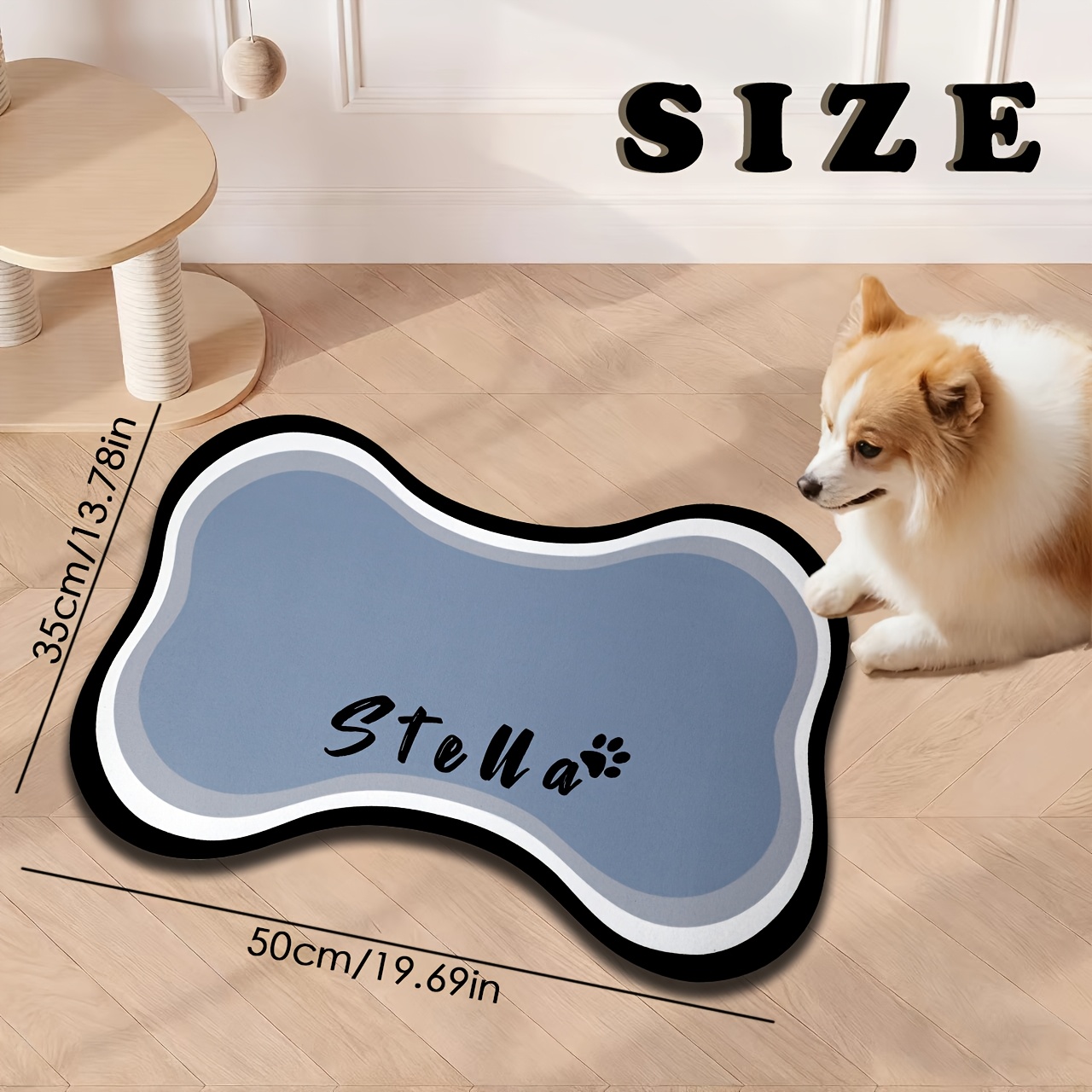 Customizable Quick-Pet Feeding Mat with Paw Print Design