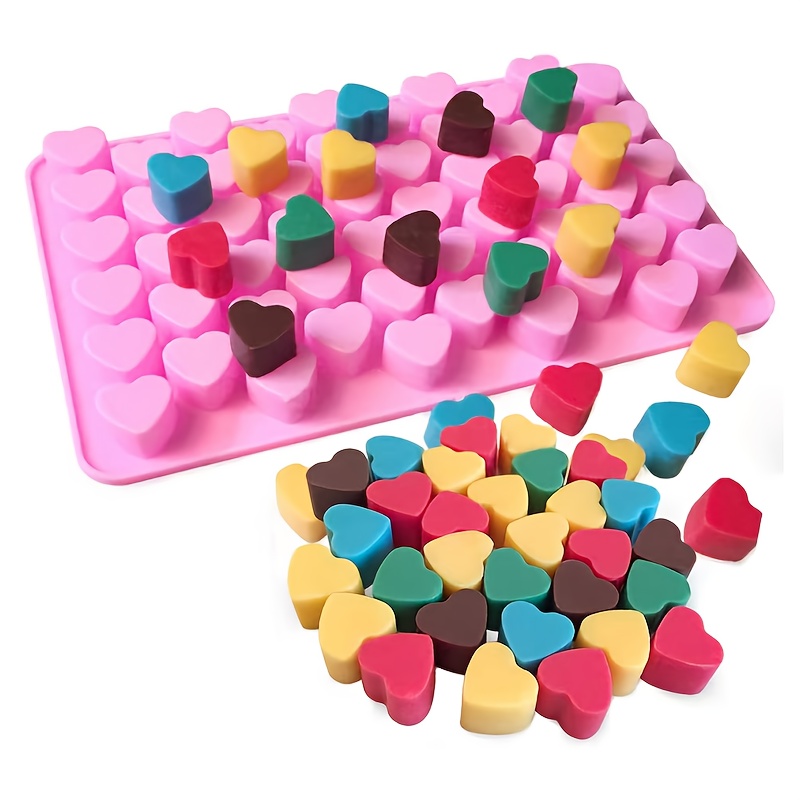 

1pc Mini Silicone Mold With 55 Compartments In Of Small Hearts, For Diy And Candle Making, And For Valentine's Day Wax Seal Beads.