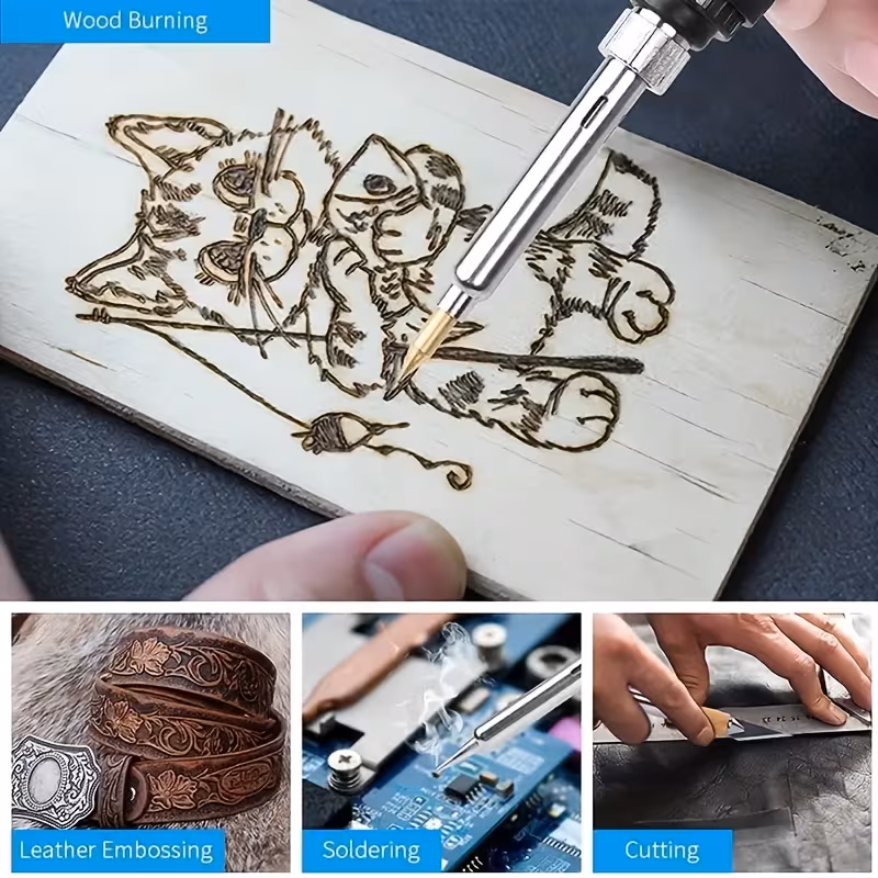 45pcs professional pyrography tool set 220v 60w adjustable temperature soldering tips templates complete wood burning kit Product details 5