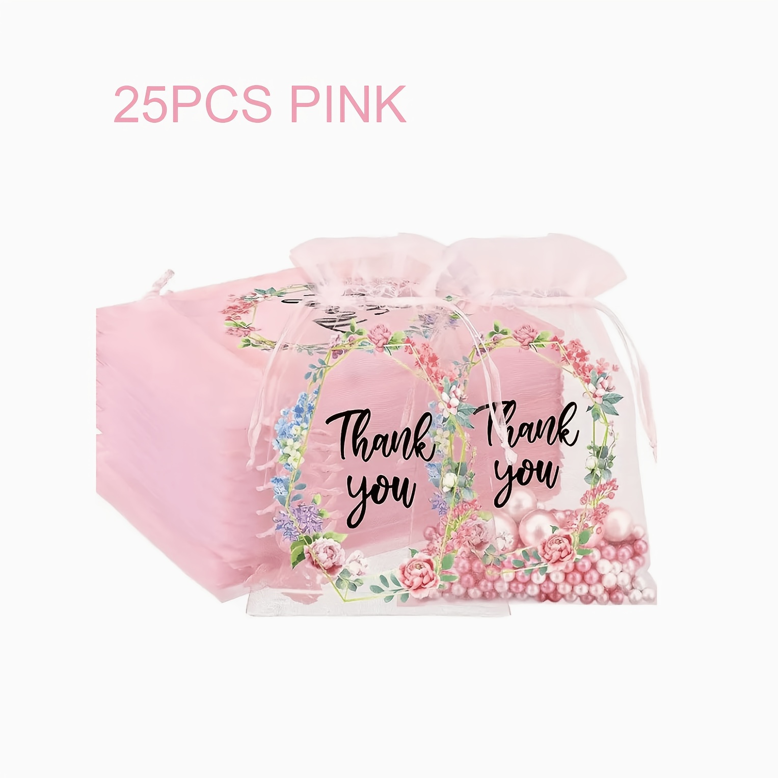Image of 25-pack Mesh Organza Drawstring Gift Bags, Jewelry Bags, Beaded Packaging Bags, Wedding Holiday Birthday Gift Bags