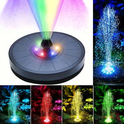 wasserpumpe mit lichtern, solarbetriebener springbrunnen für vogeltränke, freistehende tragbare schwimmende solarbetriebene wasserpumpe mit batterieaufbewahrung, solar trinkwasserpumpe für garten, teich, außenpool, 3w/3.5w/2.5w-batterie, ipx8