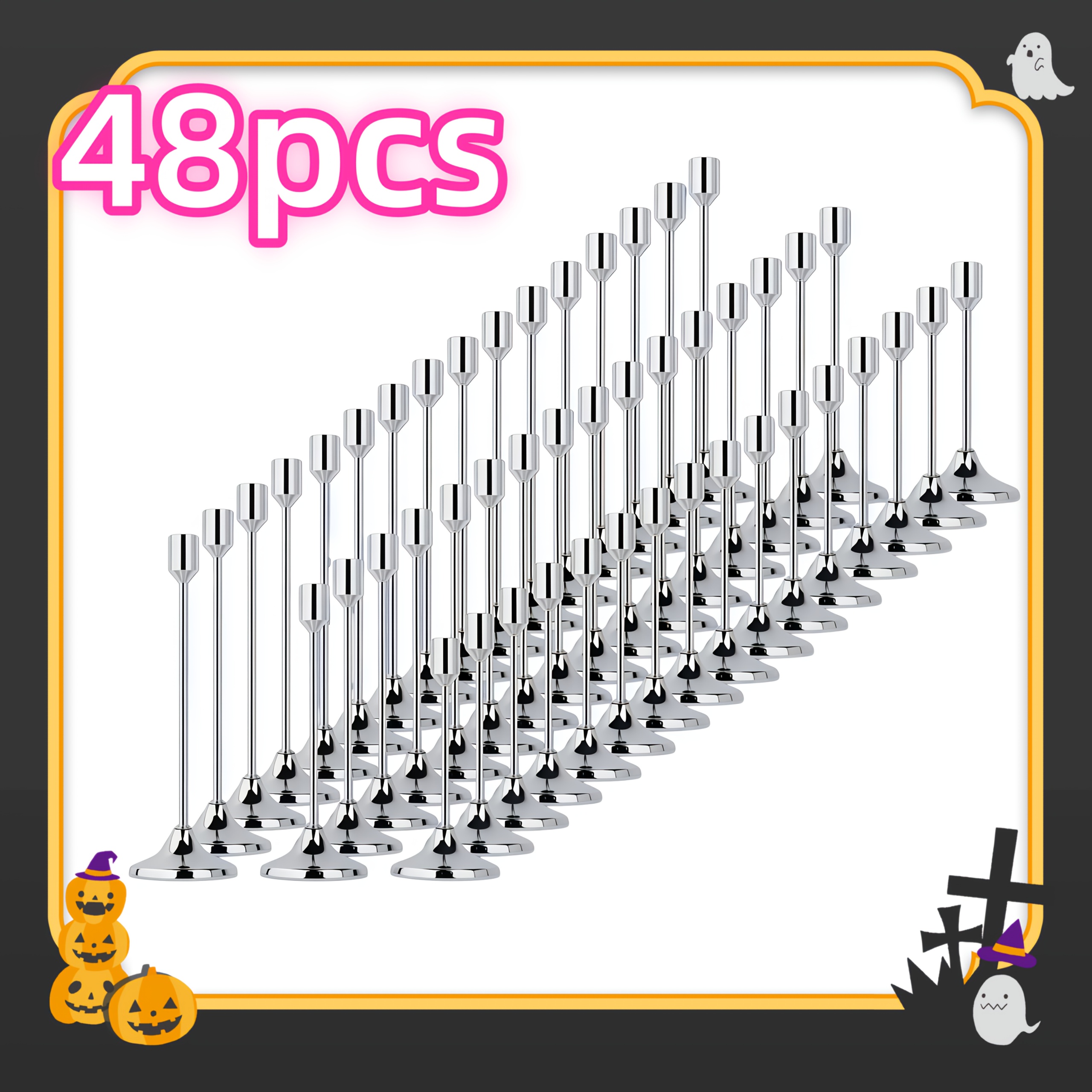 TEMU 48pcs Metal Candle Holder Set, Suitable For Centerpiece Decor, Dinner Photo Props, Wedding Anniversary Birthday Atmosphere Decoration, Dining