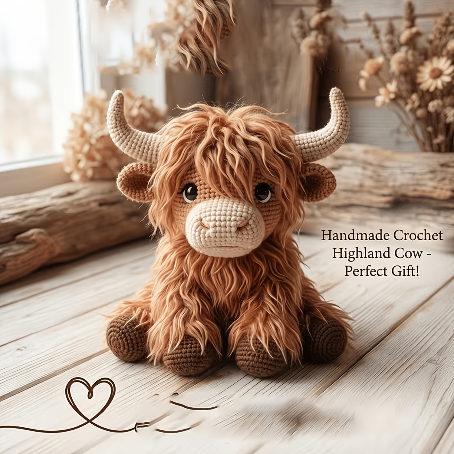 TEMU 1 Set Knitting Kits Crochet Kits, Fluffy Highland Cow Crochet Starter Material Kit For Adult Craft Enthusiasts, Full Handcraft Supplies With &