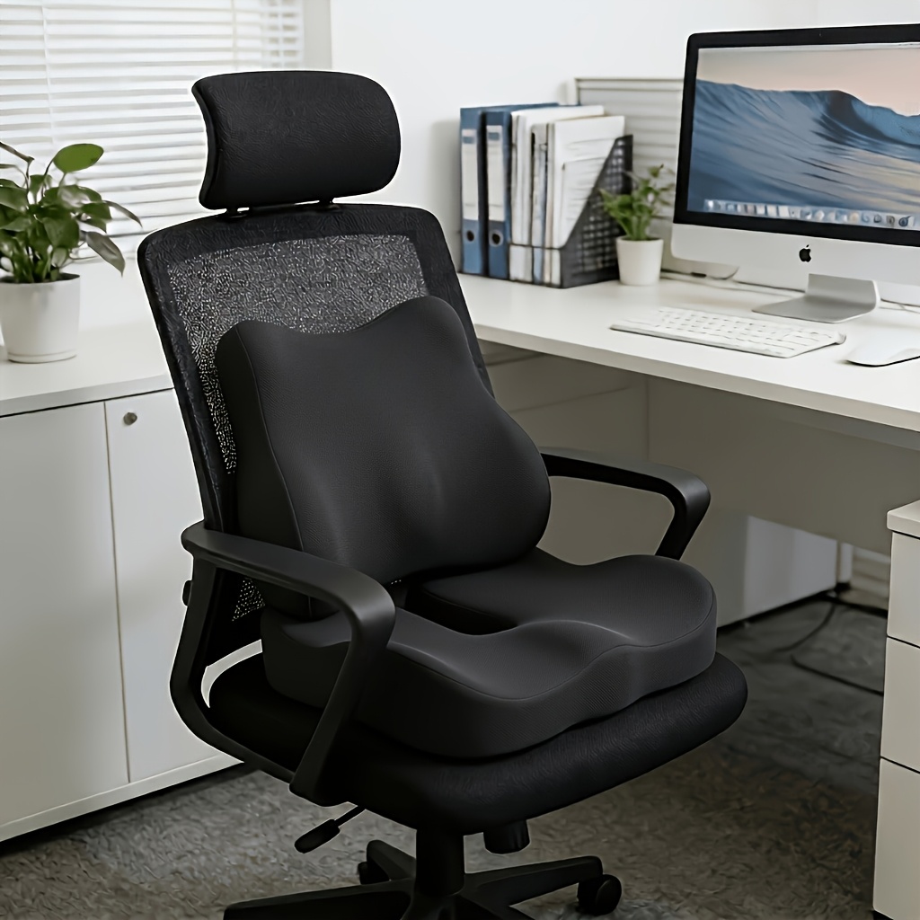 TEMU Car Seat Cushion And Lumbar Support Set, Multi-scene Use For Office, From Prolonged Sitting, Office Computer Cushion, Without Battery