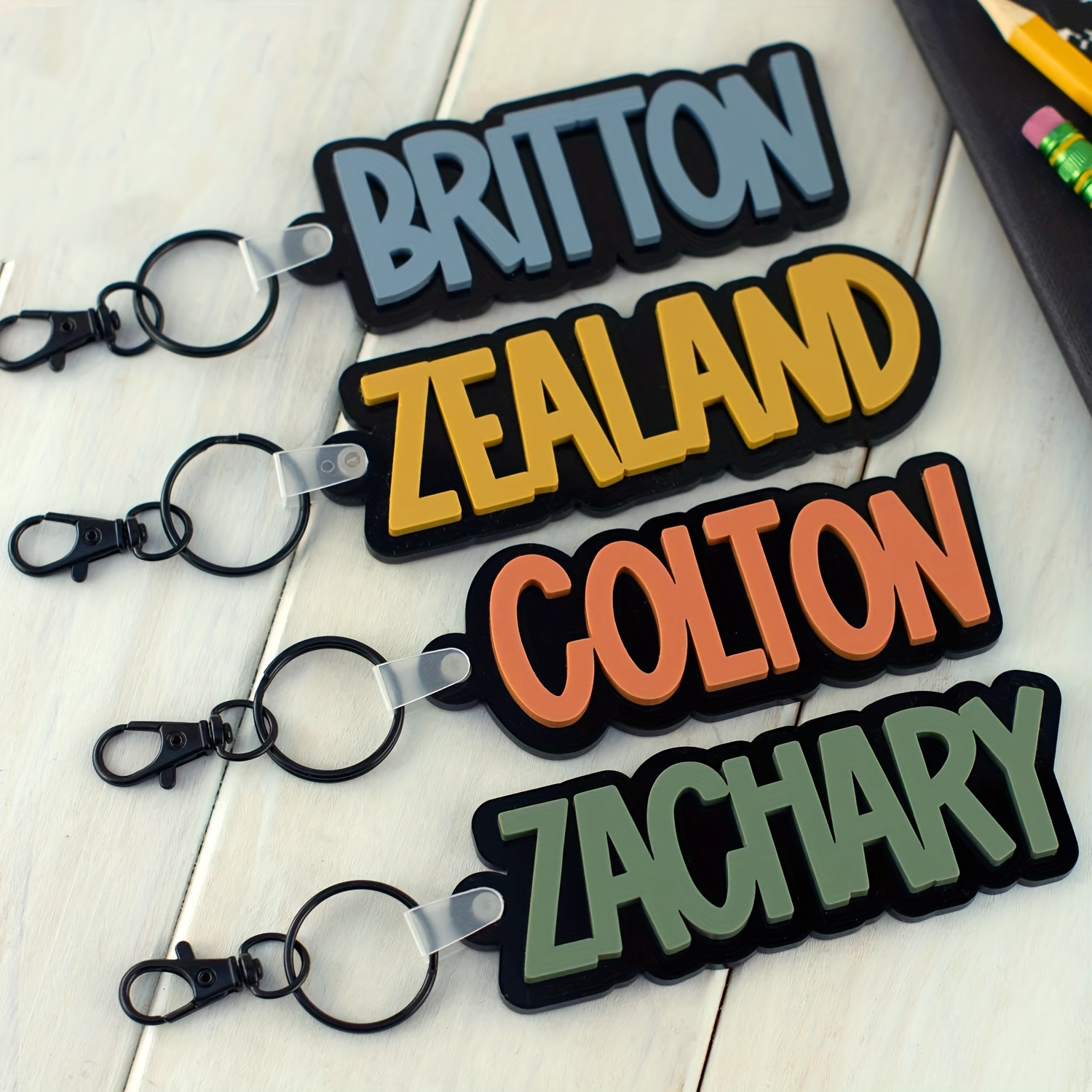 

Personalized Acrylic Alphabet Keychain With Ring - Custom Name Tag For Backpacks, Bottle Tags, Diaper Bag Labels - Oblong Shape, Alphabet Theme Keyring For Decoration - Ideal For Back To School, Gift