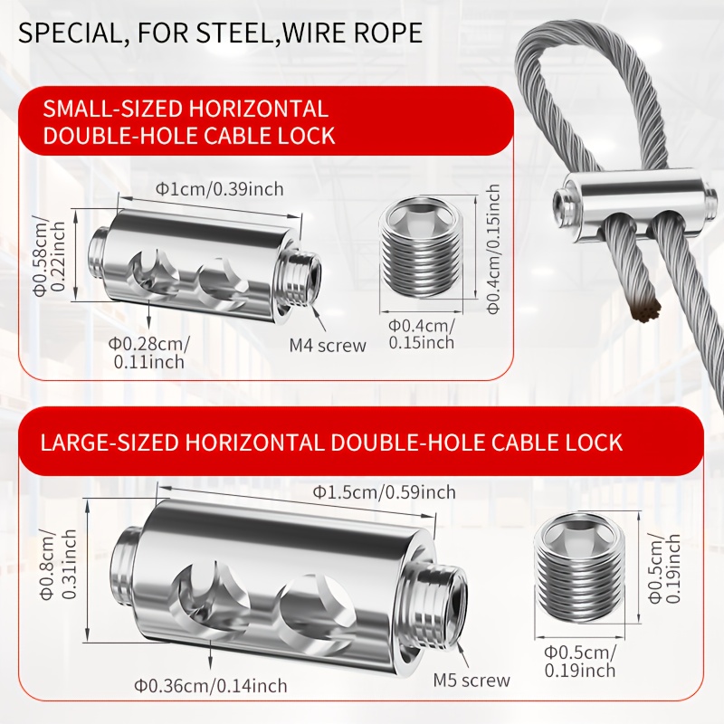 Image of 20pcs 2/3mm Wire Rope Clamps Cable Clamps Fastener Adjustable Screw Copper Metal Fixture Sling Fixing Additions For Outdoor Suspension Hardware