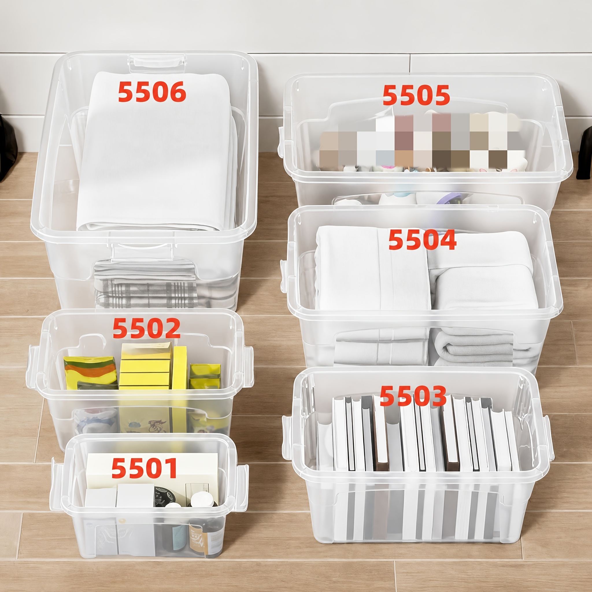 6pcs Lid-Type Storage Boxes with Handles