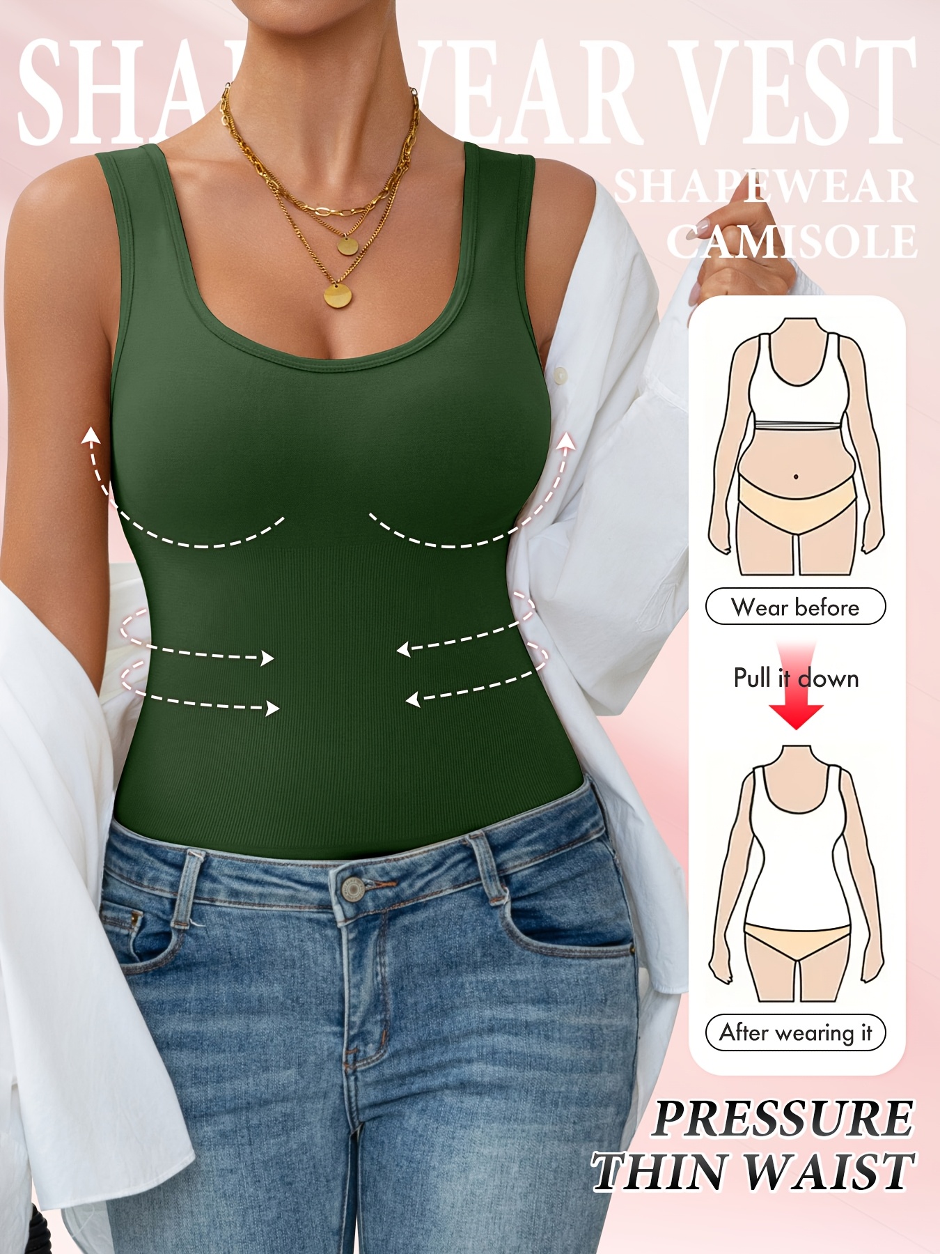 womens seamless tank top waist trimming sleeveless shapewear for body shaping and exercise