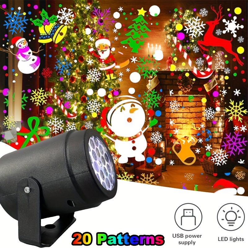 

Amill Christmas Projector Light - 20 Patterns, Usb Powered Led Stage Lights For Outdoor Holiday Decor & Parties