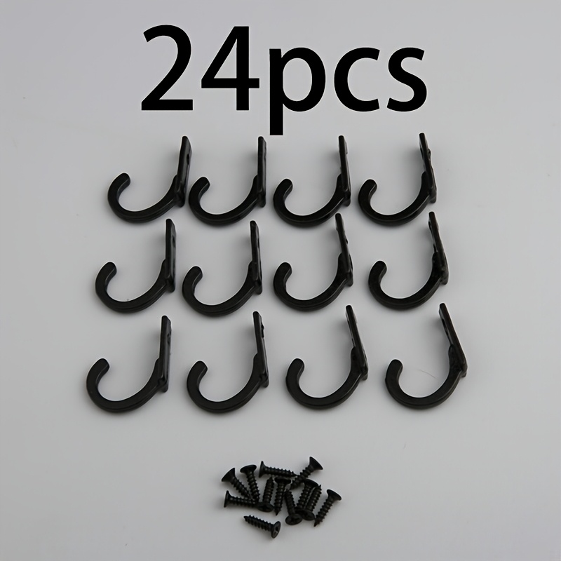 E-shop 24 Stück Schwarze Einloch Mantel- und Hutmanschette, 12 Mantel- und Hutmanschetten + 12 Schwarze 2X8 Miniatur Schrauben, Heim Hotel Badezimmer