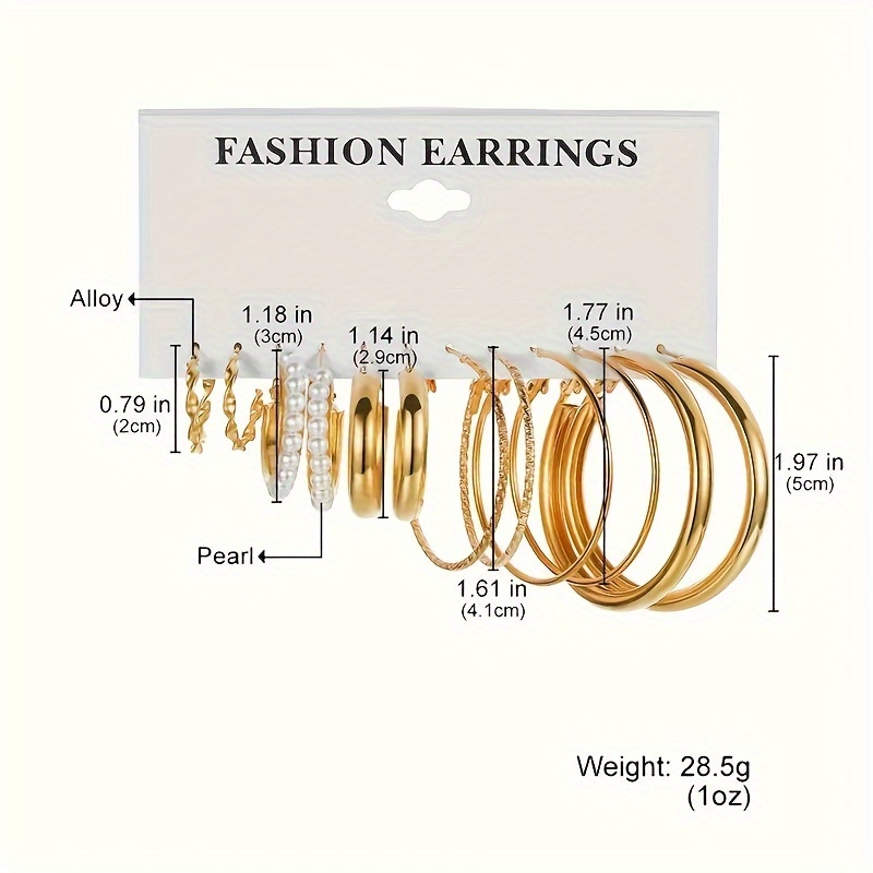36pc Hoop Earrings for Women with Rhinestone Accents