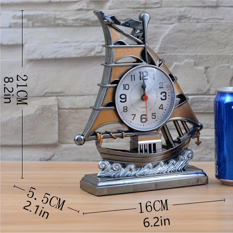 1pc Nautical Ship Alarm Clock 21cm Height Decorative Desk Clock Boat ...