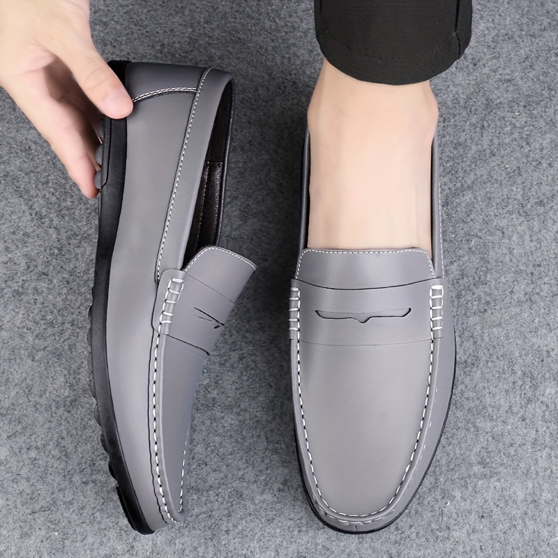 

Men's Stitching Driving Mocs With Split Leather Uppers, Breathable Lightweight Slip On Comfy Shoes For Daily Casual, Men's Office Daily Footwear