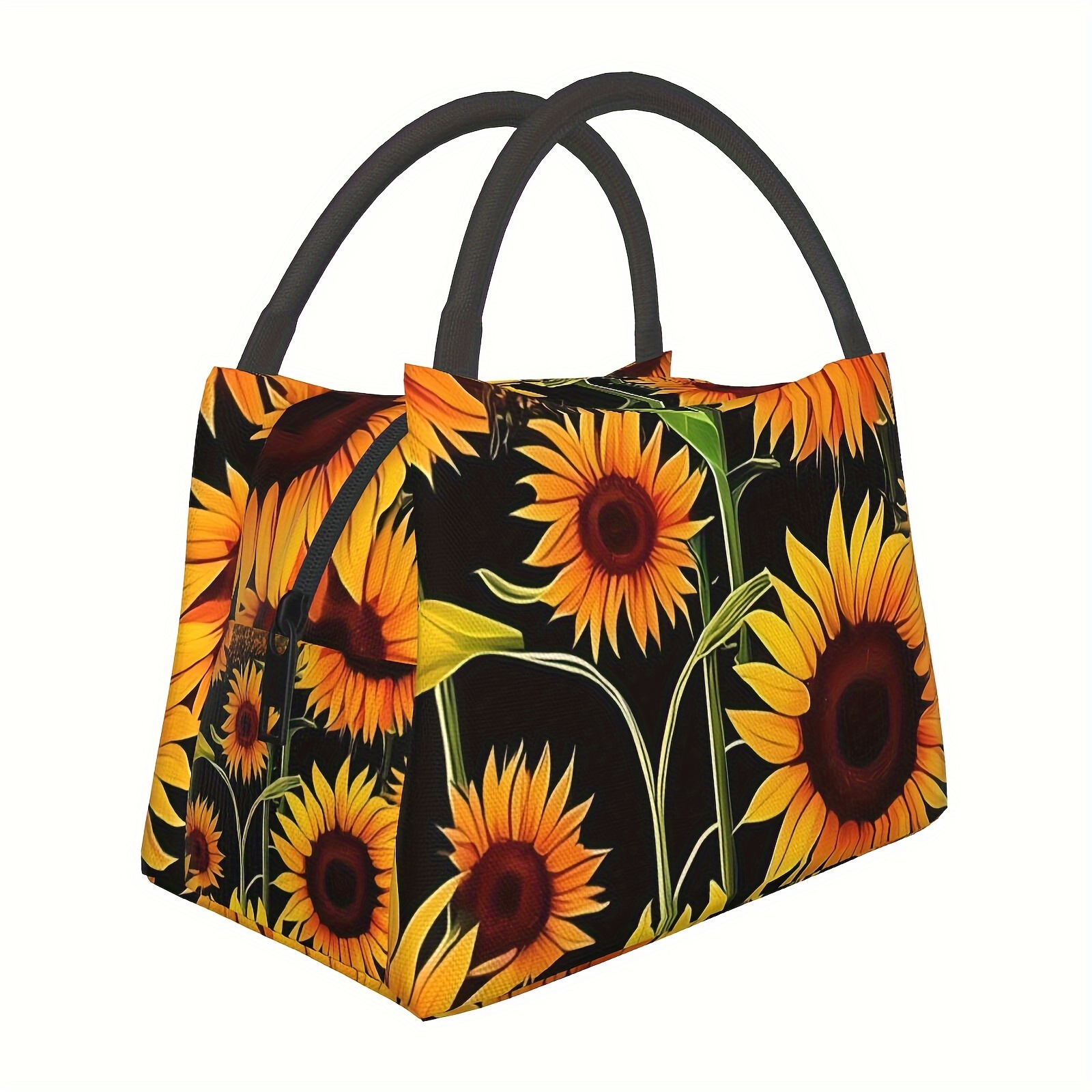 

Sunflower Insulated Lunch Bag For Men & Women - Reusable, Waterproof Polyester, Zippered Thermal Bento Box Carrier Perfect For Travel, Picnics, Office Work