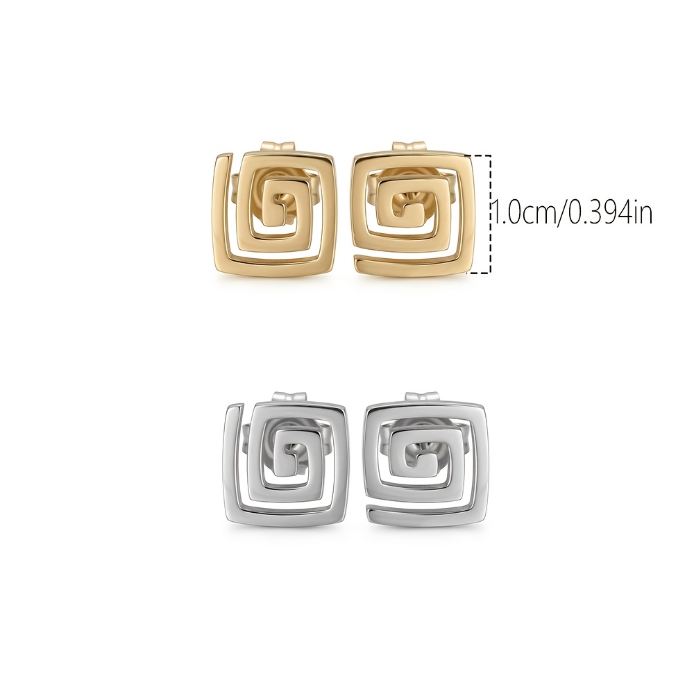 Unisex 304 Stainless Steel Geometric Square Stud Earrings