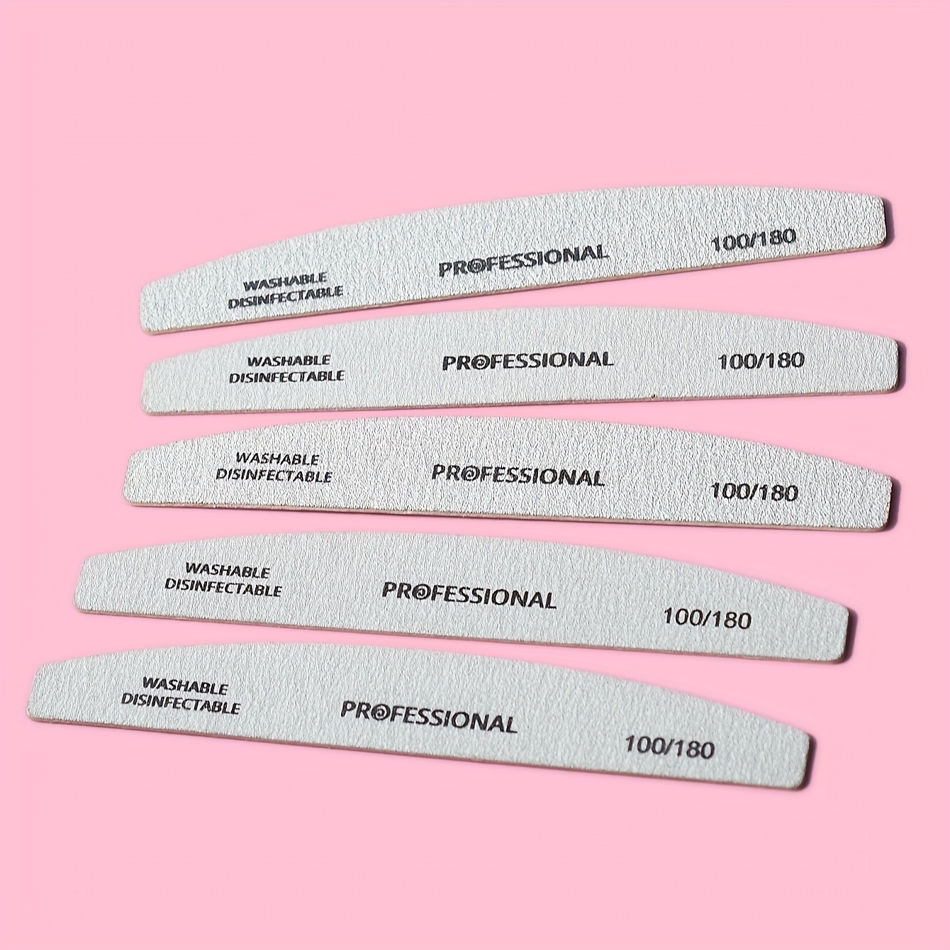 5pcs Half-moon Nail Files, Nail Polishing Tools, Wooden Nail Buffer, Half-moon Shaping Files, Thin Sanding Strips, Waterproof, Wear-resistant, Reusable, Grit 100/180 ,for Toenail& Foot Clean