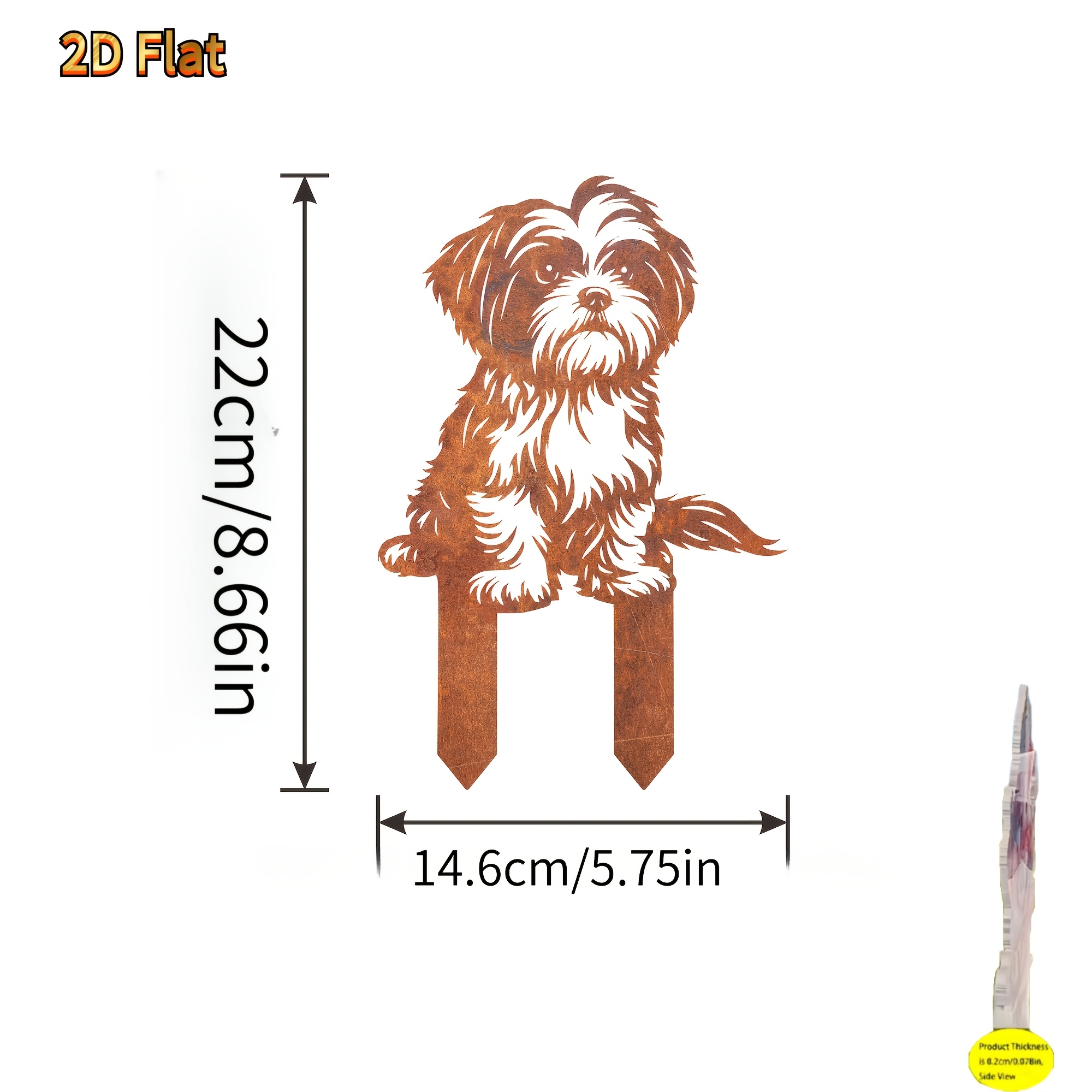 Image of 2d Flat, [2d Flat] 1 2d Flat Acrylic Garden Sign For Shih Tzu, A Dog Country-style Courtyard Art Piece, A Rusty Style Acrylic Sign, Outdoor Garden Decoration, A Gift For Dog Lovers, 2d Flat