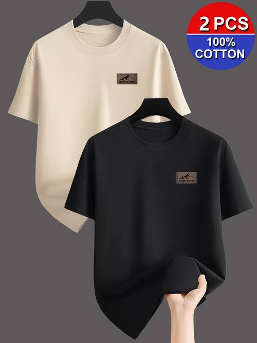 2pcs 100 cotton crew neck short sleeve t shirt soft and pure cotton fabric simple suitable for styles adds a sense of to any outfit