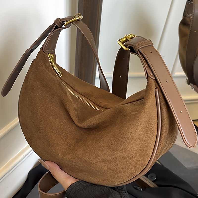 E-shop Braune Vintage Damen Body Bag, 2026 Neue Damen Schultertasche, Reißverschluss, Goldene Hardware, Geeignet für Pendeln, Shopping, Reisen,