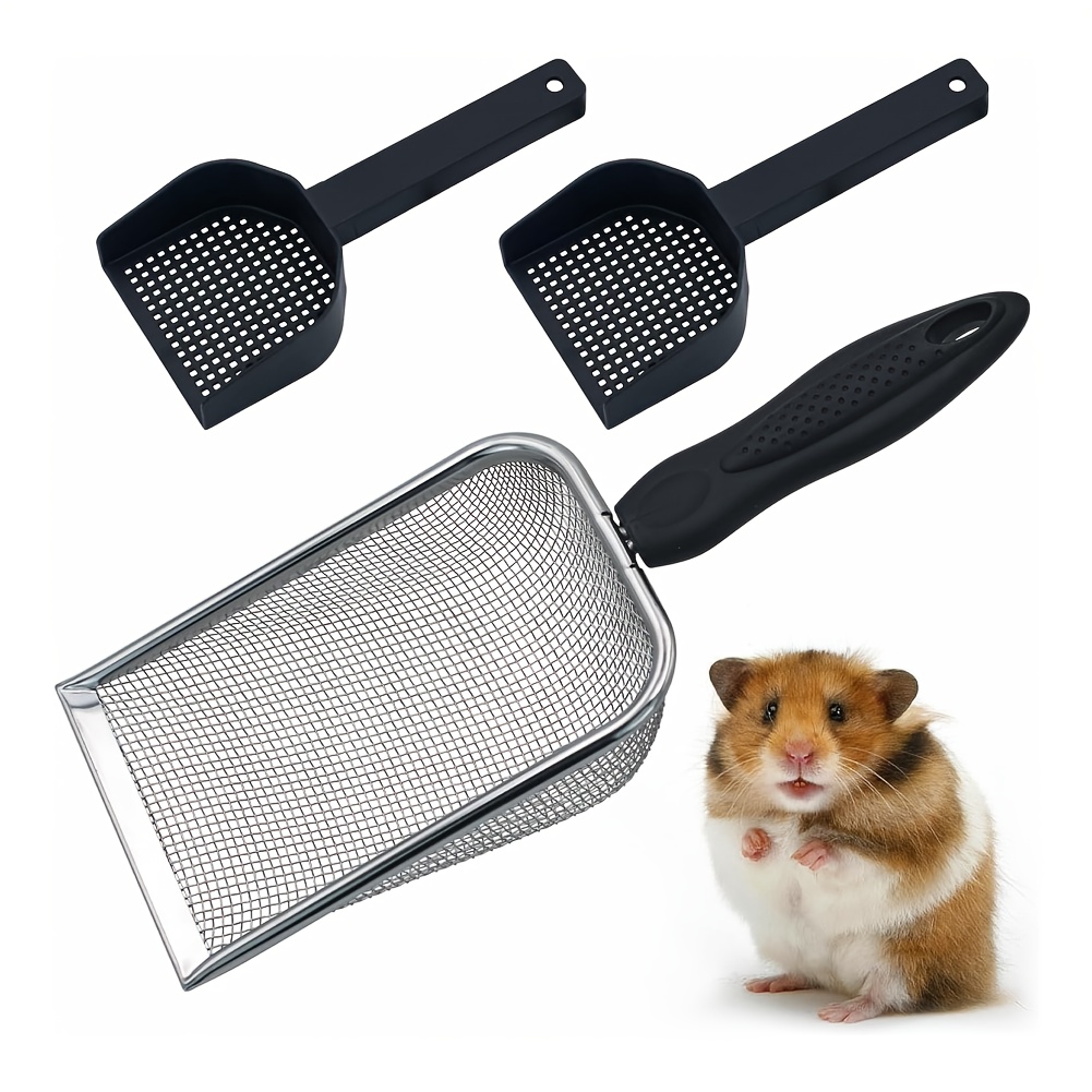 hamster metal   for sandbath box 3pcs litter box mesh scooper accessories for guinea pig gerbil rebbits small animals stainless steel 0