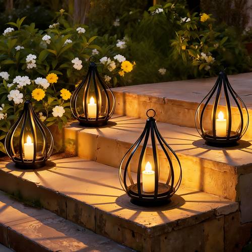 solar lantern outdoor hanging lantern candle lamp featuring led candlelight flickering effect suitable for table garden lawn and outdoor party decoration 1 2 4pcs