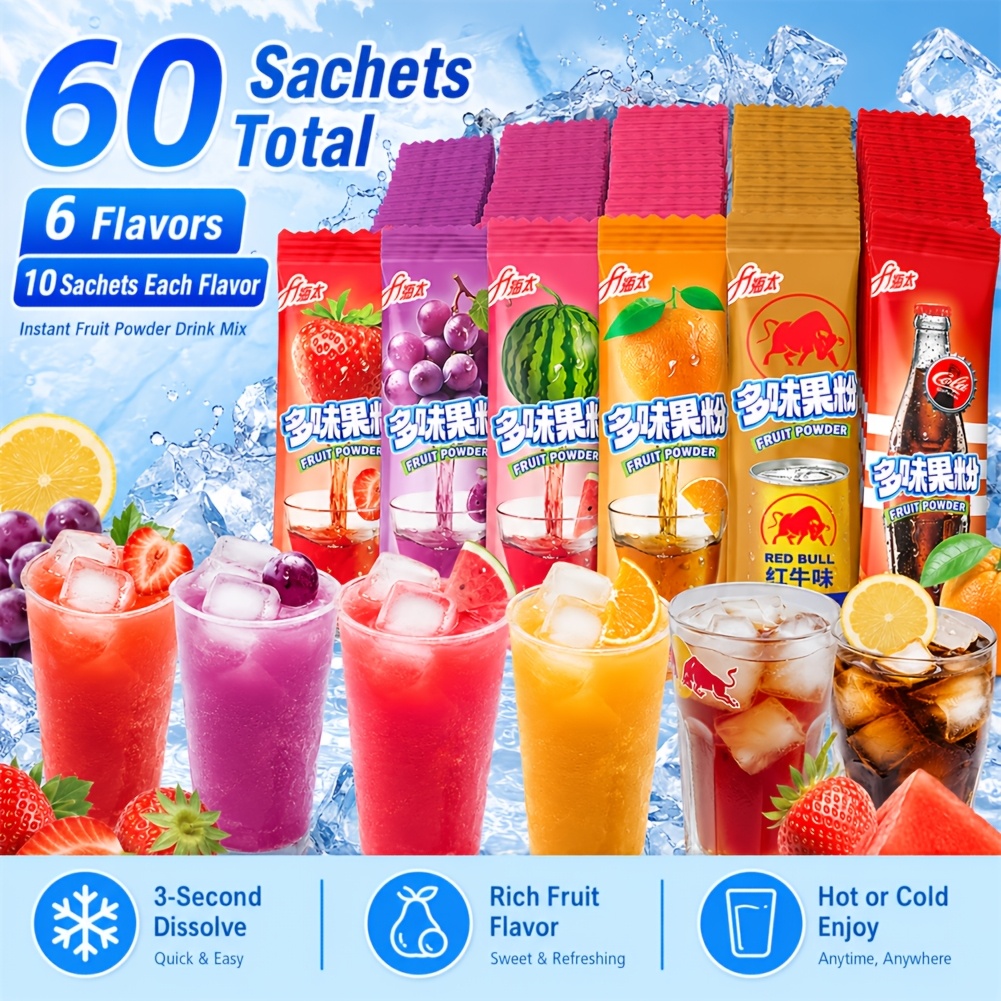 60 bags   powder       pack single serve sachets for hot or cold drinks   beverage   home  