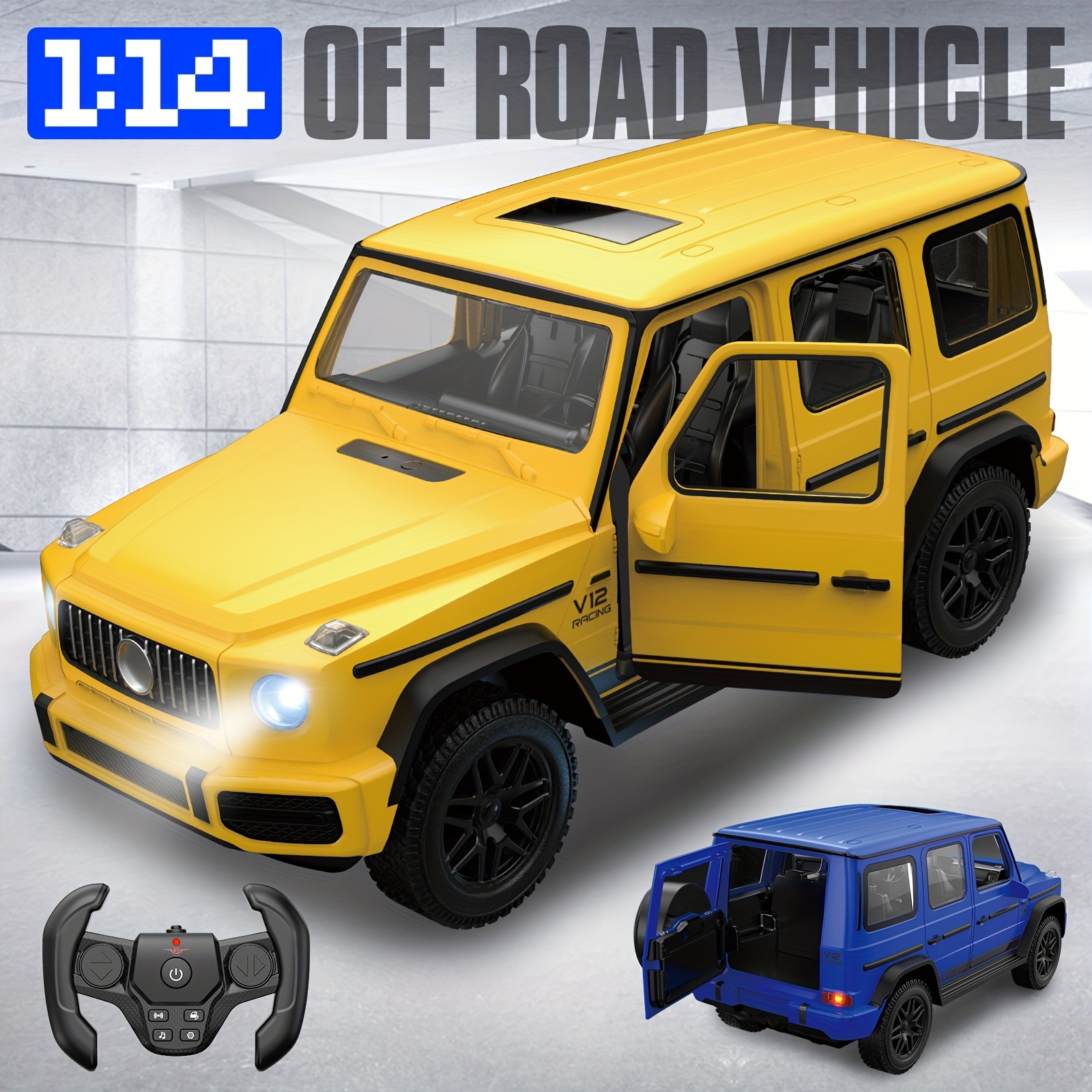 

1:14 Rc Car 4wd Remote Control Vehicle Off Road Auto Simulation Suv Cars With Front Door Open And Open, And Led Flashing Lights And Realistic Sound, Great Gift For Kids