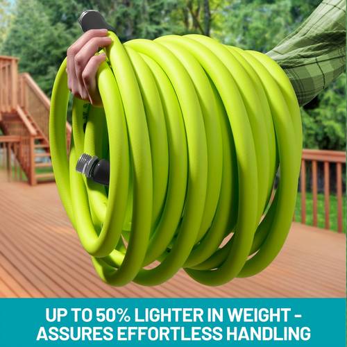 50ft heavy duty garden hose 5 8 lightweight durable drinking all weather flexibility easy coil carry crush resistant green