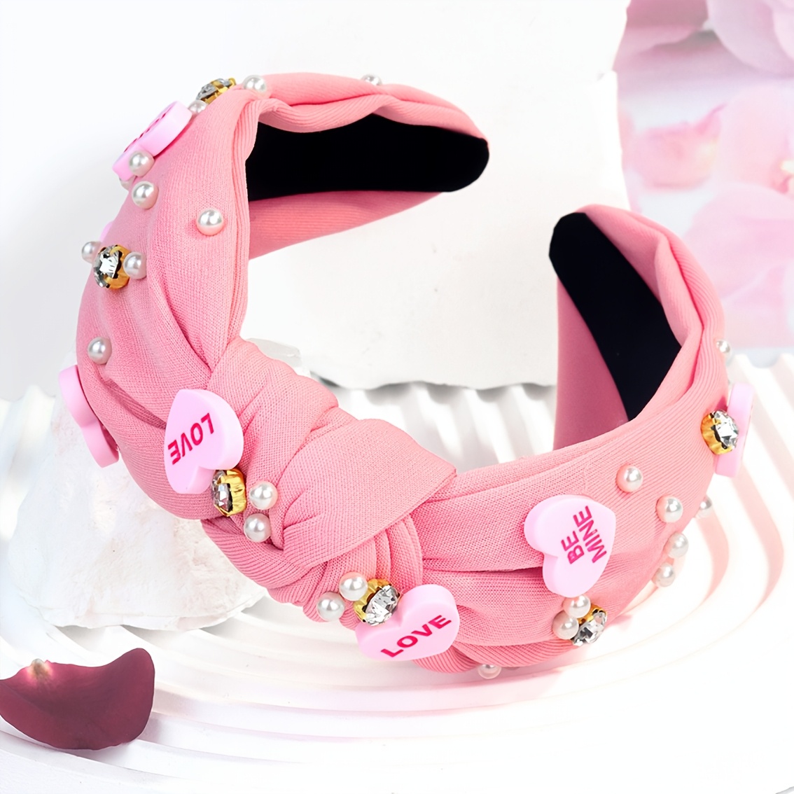 valentines day heart shaped pearl wide fabric - Temu display picture 1