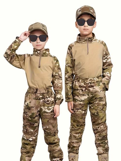 yeni sonbahar ve kış kamuflaj moda gençler giyim uzun kollu uzun pantolonlu kazak kamuflaj kazak dokuz inç pantolon takım i̇ki parça erkek çocuklar i̇çin, dış mekan i̇çin mükemmel